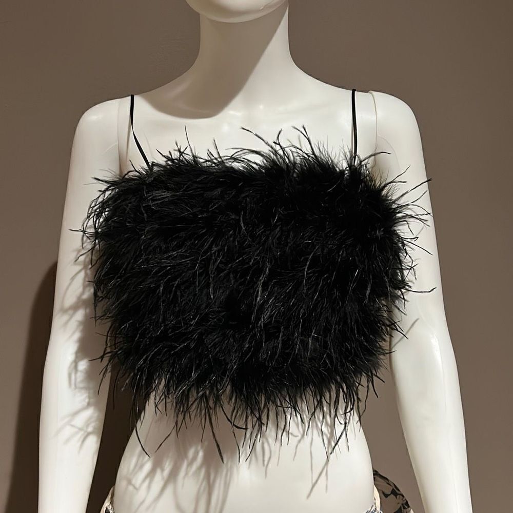 Thirty Thirty LA Black Rave Festival Feather Crop Top Medium
